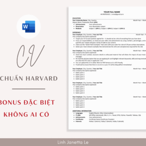1 Mẫu CV 1 trang bằng tiếng Anh chuẩn Harvard