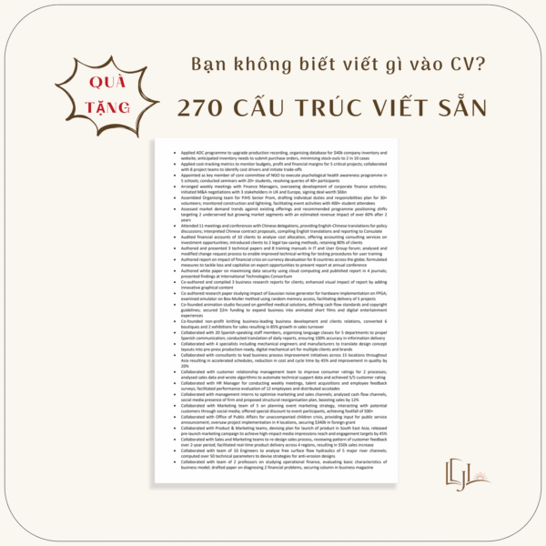 Mẫu CV bằng tiếng Anh chuẩn Harvard