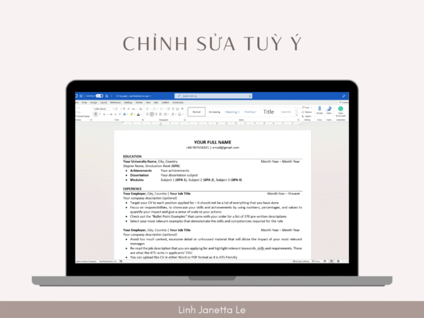 Mẫu CV 1 trang bằng tiếng Anh chuẩn Harvard