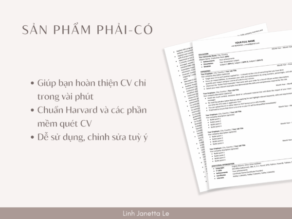 Mẫu CV 1 trang bằng tiếng Anh chuẩn Harvard